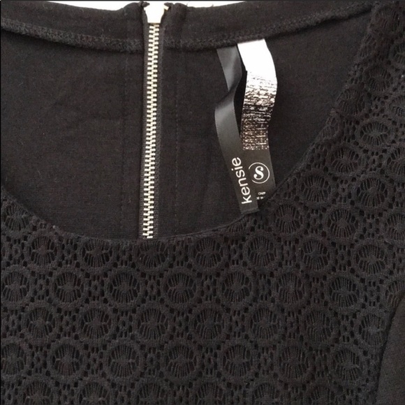 NWT NEW KENSIE Black Stretchy Knit Lace Overlay Dress Size Small Cocktail Date - Picture 4 of 7